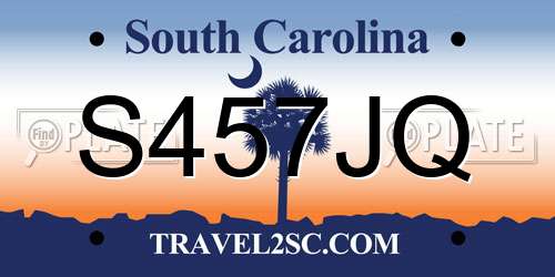 S457JQ South Carolina License Plate