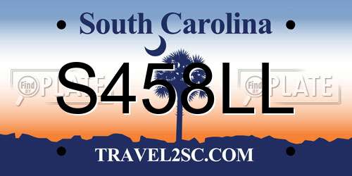 S458LL South Carolina License Plate