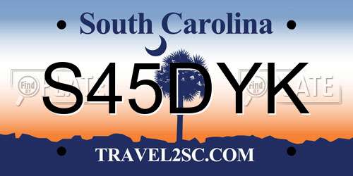 S45DYK South Carolina License Plate
