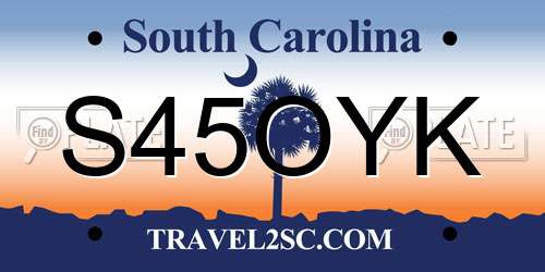 S45OYK South Carolina License Plate