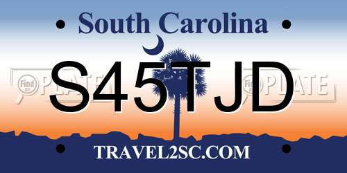 S45TJD South Carolina License Plate