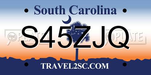 S45ZJQ South Carolina License Plate