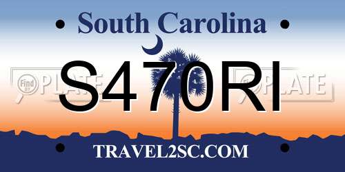 S470RI South Carolina License Plate