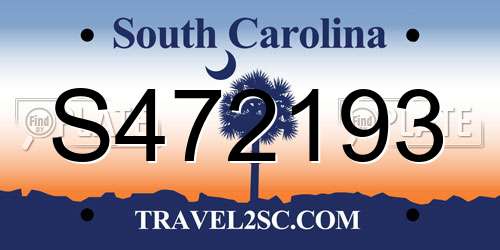 S472193 South Carolina License Plate