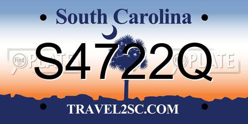 S4722Q South Carolina License Plate