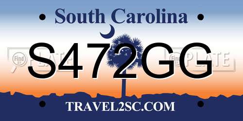 S472GG South Carolina License Plate