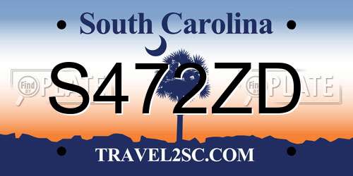 S472ZD South Carolina License Plate
