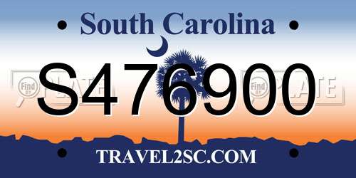 S476900 South Carolina License Plate