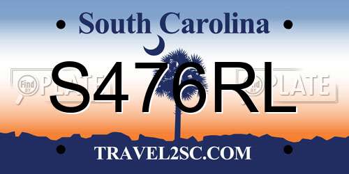S476RL South Carolina License Plate