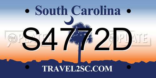S4772D South Carolina License Plate