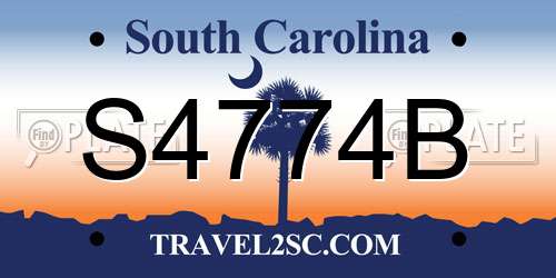 S4774B South Carolina License Plate