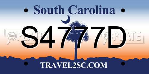 S4777D South Carolina License Plate