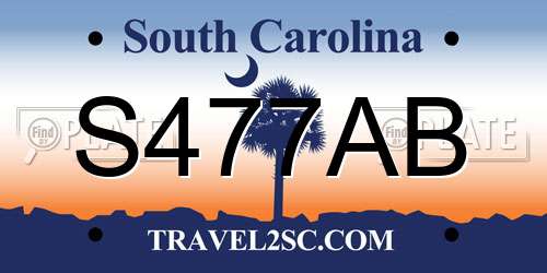 S477AB South Carolina License Plate