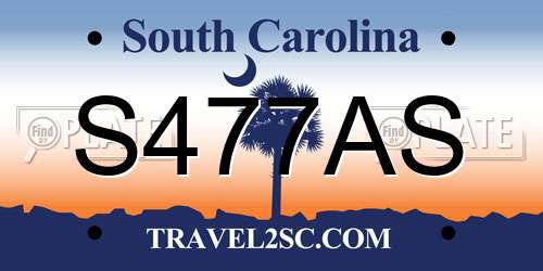 S477AS South Carolina License Plate