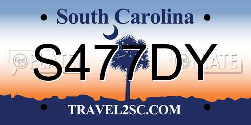 S477DY South Carolina License Plate