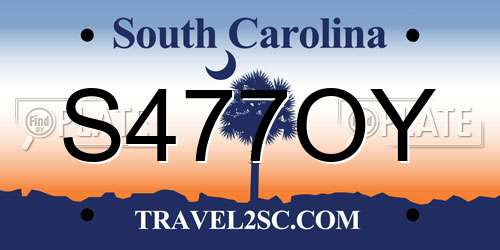 S477OY South Carolina License Plate