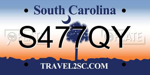 S477QY South Carolina License Plate