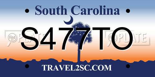 S477TO South Carolina License Plate