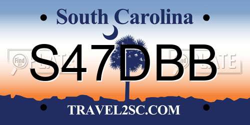 S47DBB South Carolina License Plate
