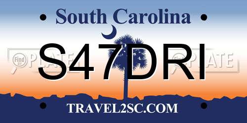 S47DRI South Carolina License Plate