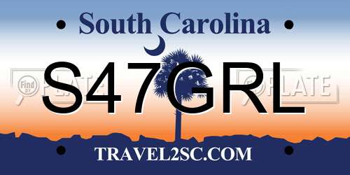 S47GRL South Carolina License Plate