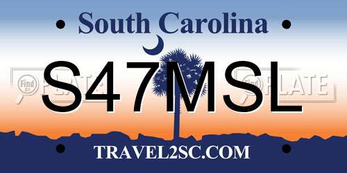 S47MSL South Carolina License Plate