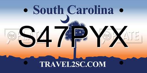 S47PYX South Carolina License Plate