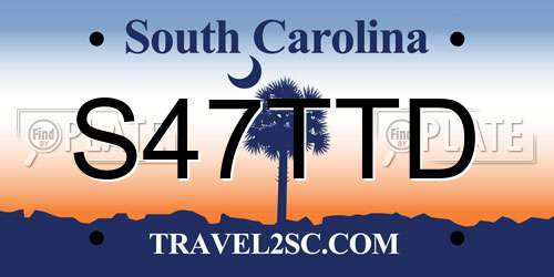S47TTD South Carolina License Plate