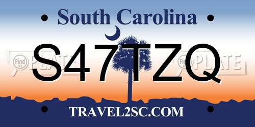 S47TZQ South Carolina License Plate
