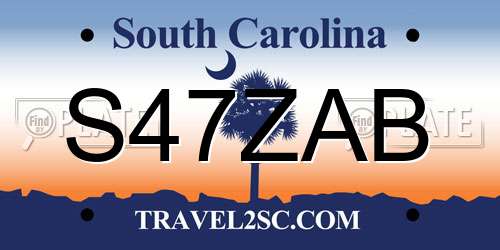 S47ZAB South Carolina License Plate