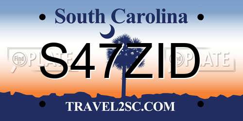 S47ZID South Carolina License Plate