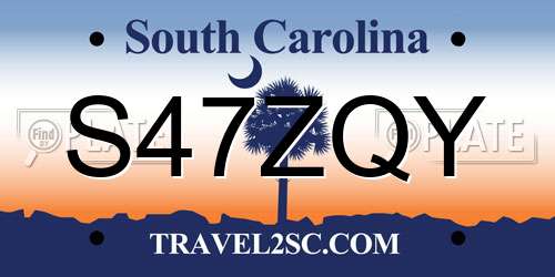 S47ZQY South Carolina License Plate
