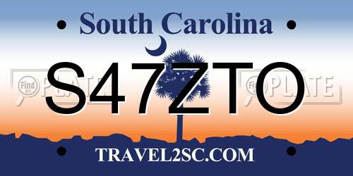 S47ZTO South Carolina License Plate
