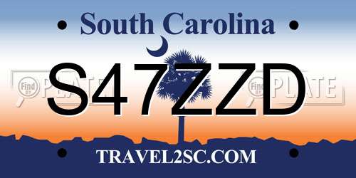 S47ZZD South Carolina License Plate