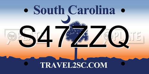 S47ZZQ South Carolina License Plate