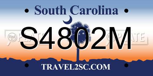 S4802M South Carolina License Plate