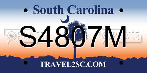 S4807M South Carolina License Plate