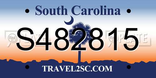 S482815 South Carolina License Plate