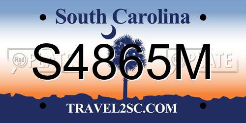 S4865M South Carolina License Plate