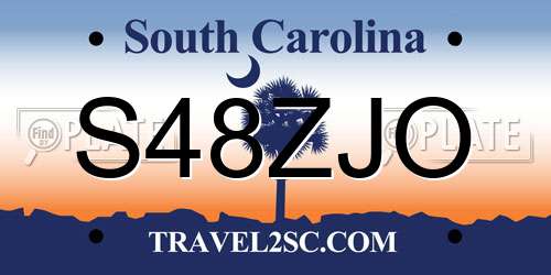 S48ZJO South Carolina License Plate