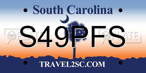 S49PFS South Carolina License Plate