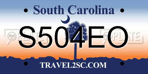 S504EO South Carolina License Plate