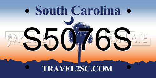 S5076S South Carolina License Plate