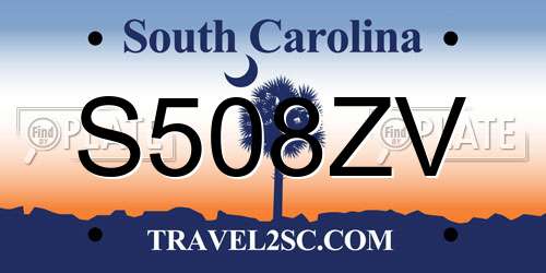 S508ZV South Carolina License Plate