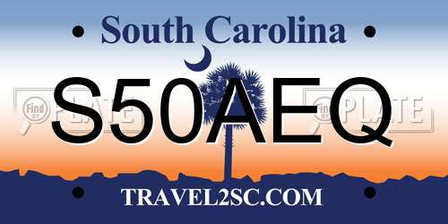 S50AEQ South Carolina License Plate