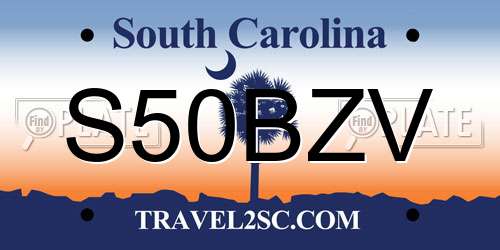 S50BZV South Carolina License Plate
