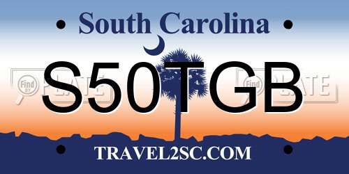 S50TGB South Carolina License Plate