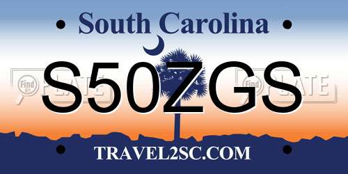 S50ZGS South Carolina License Plate