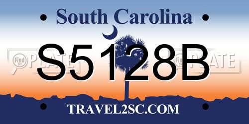 S5128B South Carolina License Plate