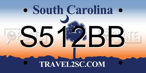 S512BB South Carolina License Plate